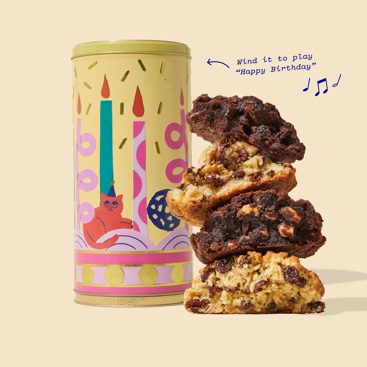 Birthday Musical Cookie Tin Gift Set
