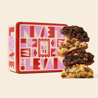 Valentine's Day Flowers & Cookies Gift Set