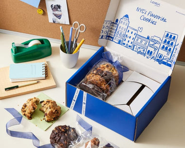 A Levain Bakery corporate gifting packaging display.